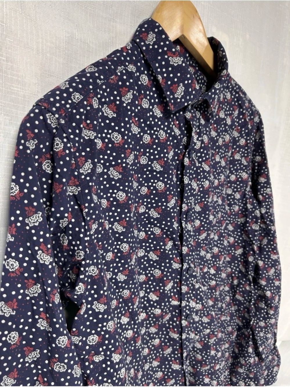 SIX LINCOLN Men’s 100% Cotton Stylish Indie Floral Button Down Shirt Size Small